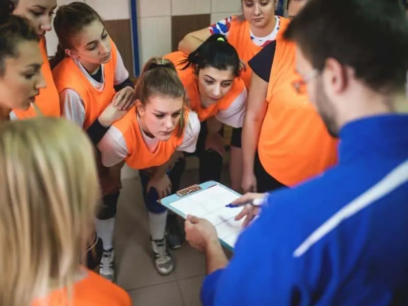 Pep rally students with teacher