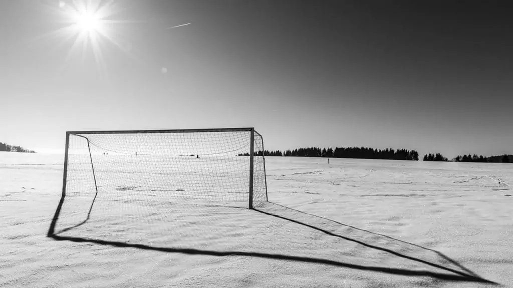 Soccer Field Covered in Snow