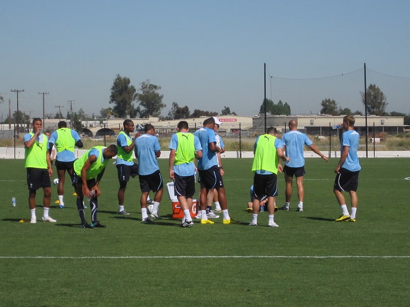 Soccer Players Training on field