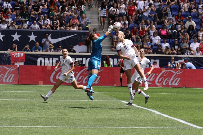 MAY 26, 2019 U.S. Women's National Soccer Team midfielder Lindsey Horan #9 in action during friendly game against Mexico as preparation for 2019 Women's World Cup in Harrison, NJ