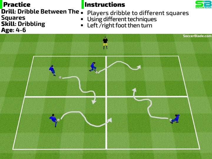 Dribble Between The Squares Soccer Drill SoccerBlade.com