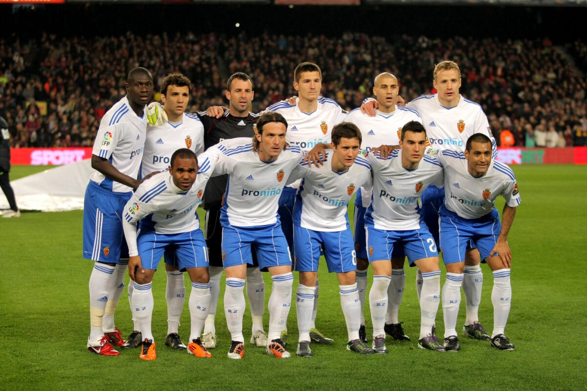 Real Zaragoza Team before the match between FC Barcelona and Real Zaragoza at the Nou Camp Stadium on March 5 2011 in Barcelona Spain. ○ Soccer Blade