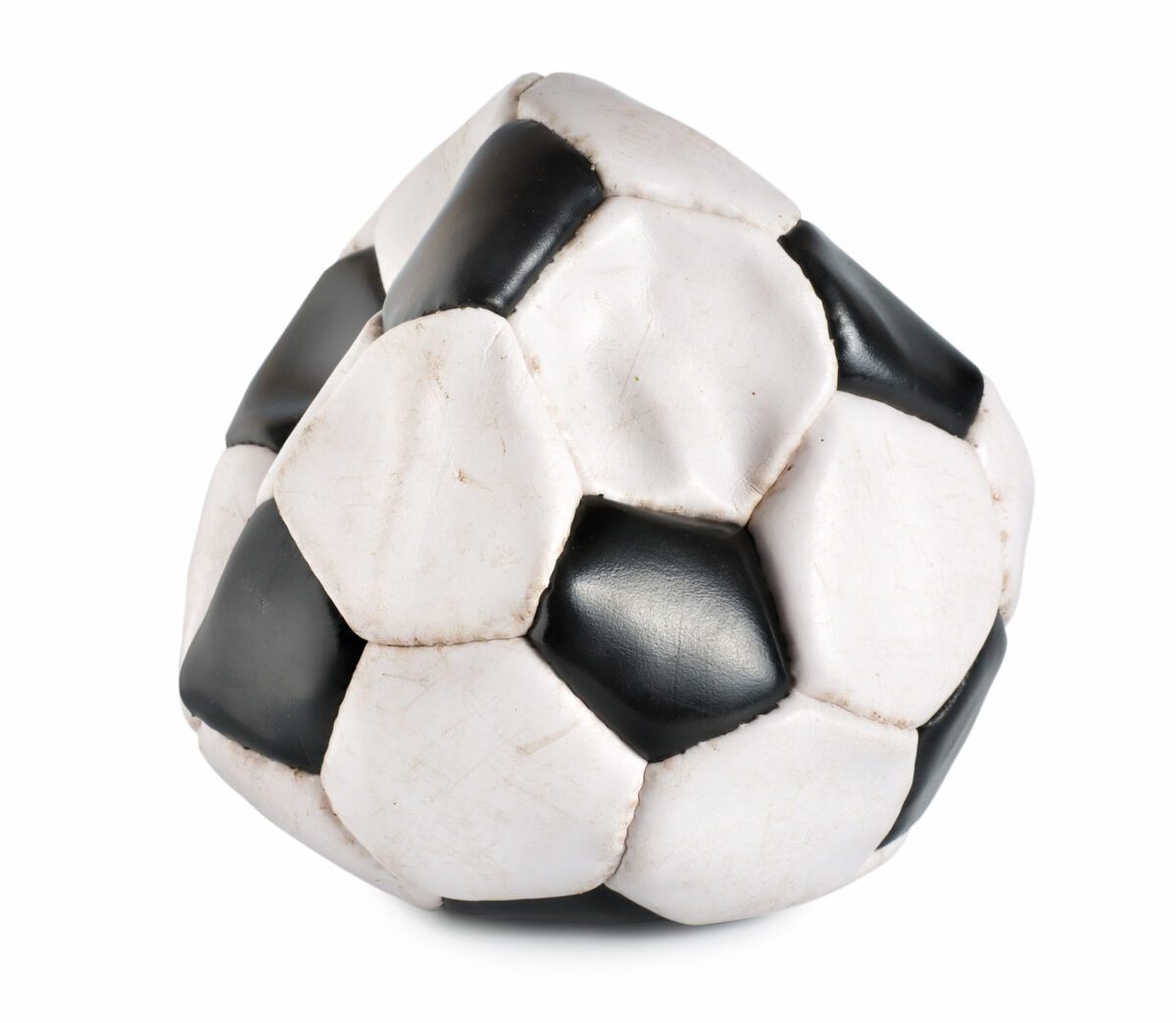 Deflated soccer ball isolated on white background. ○ Soccer Blade