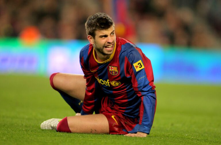 Gerard Pique of Barcelona during the match between FC Barcelona and Real Zaragoza at the Nou Camp Stadium on March 5 2011 in Barcelona Spain. ○ Soccer Blade