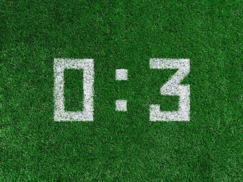 Soccer score on grass 0 3