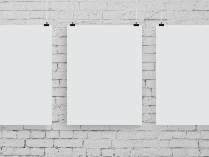 White posters on a wall