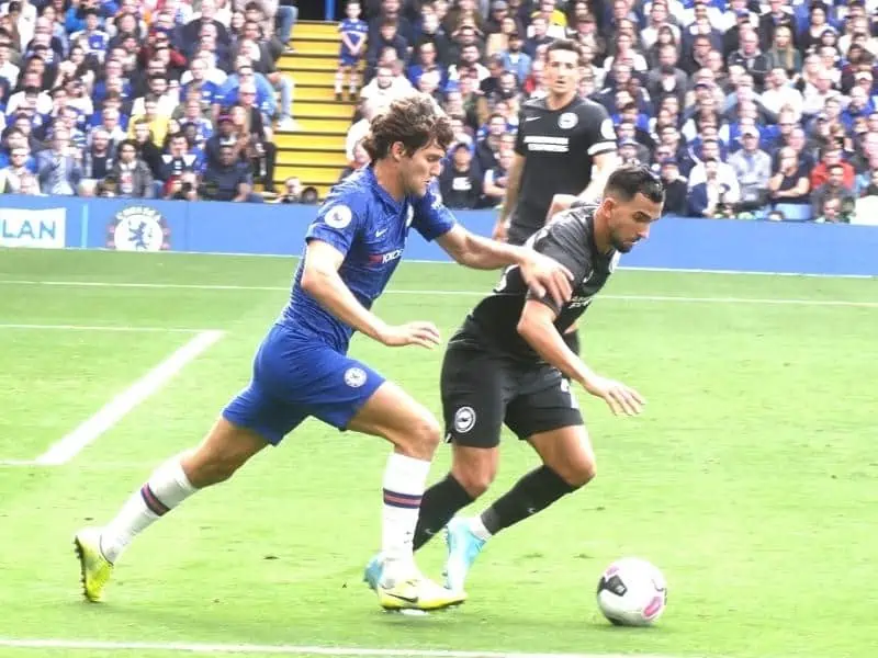 Alonso playing for Chelsea against Brighton in October 2019