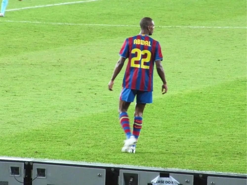 Abidal playing for Barcelona vs. Atlante