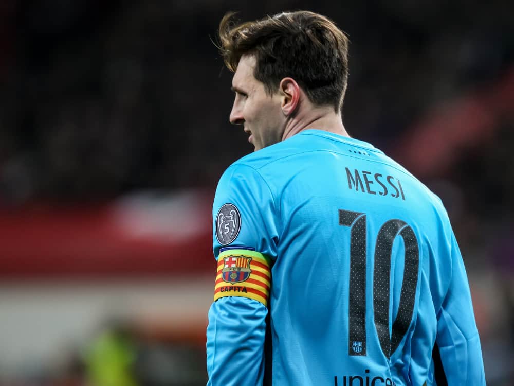 Lionel Messi during the UEFA Champions League game between Bayer 04 Leverkusen vs Barcelona at BayArena stadium