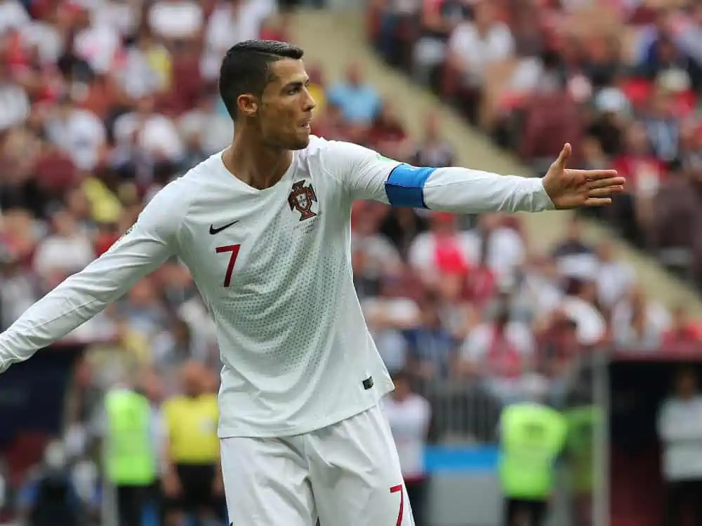 Moscow, Russian: Cristiano Ronaldo in Action During the Fifa World Cup Russia 2018, Group B, Soccer Game Between Portugal v Morocco in Luzhniki Stadium in Moscow.  