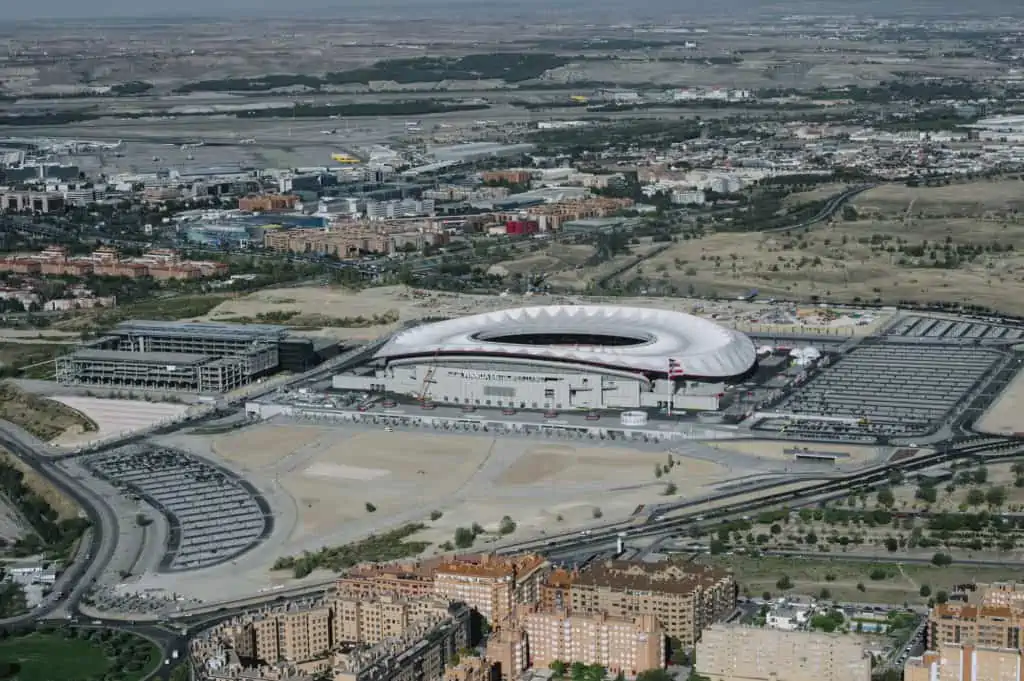 Air view of estadium Wanda Metropolitano in Madrid Spain