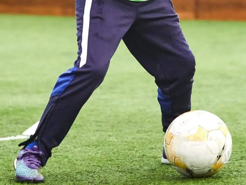 Soccer player wearing pants