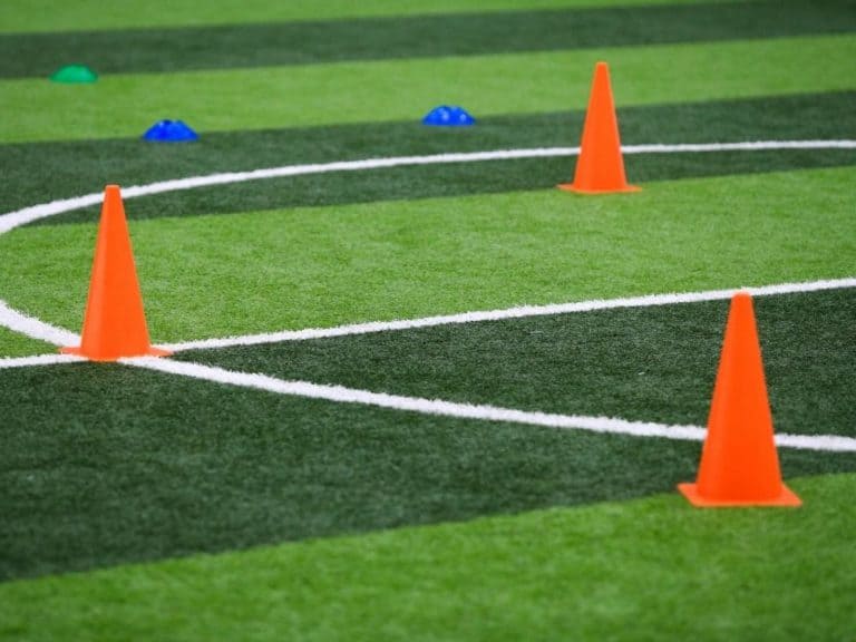Cones on a soccer field