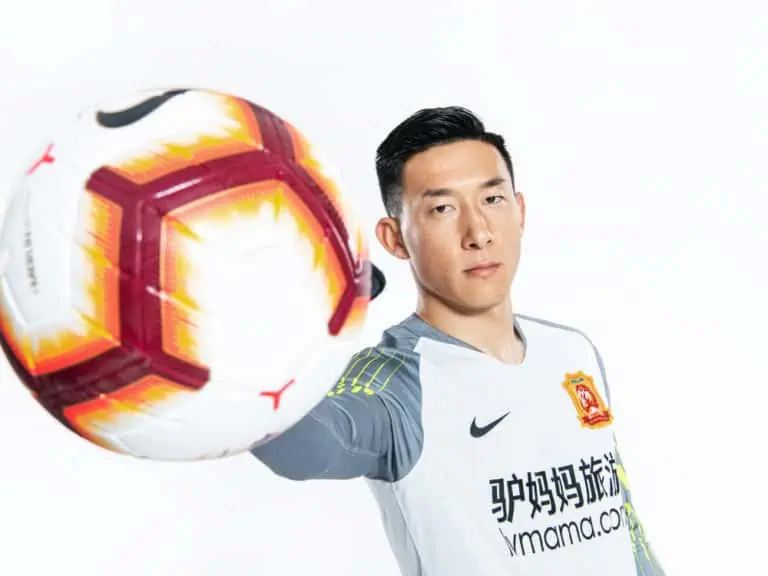 Dong Chunyu of Wuhan Zall F.C. for the 2019 Chinese Football Association Super Leagu