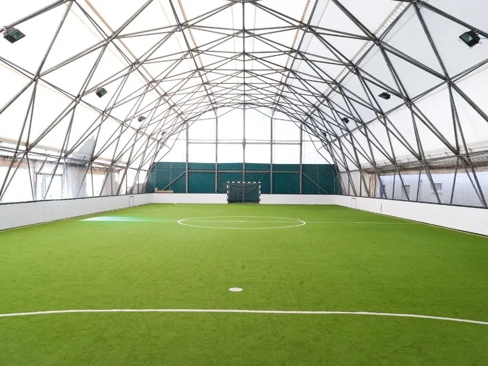 Indoor soccer field in a dome