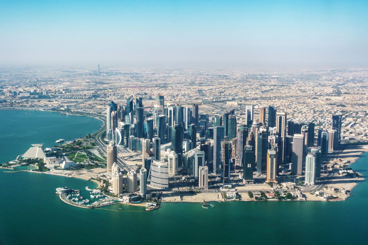 Aerial view of Doha Qatar. ○ Soccer Blade