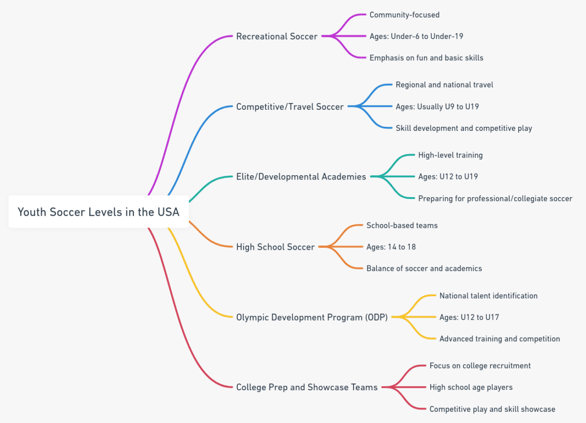 Diagram of youth soccer levels ○ Soccer Blade