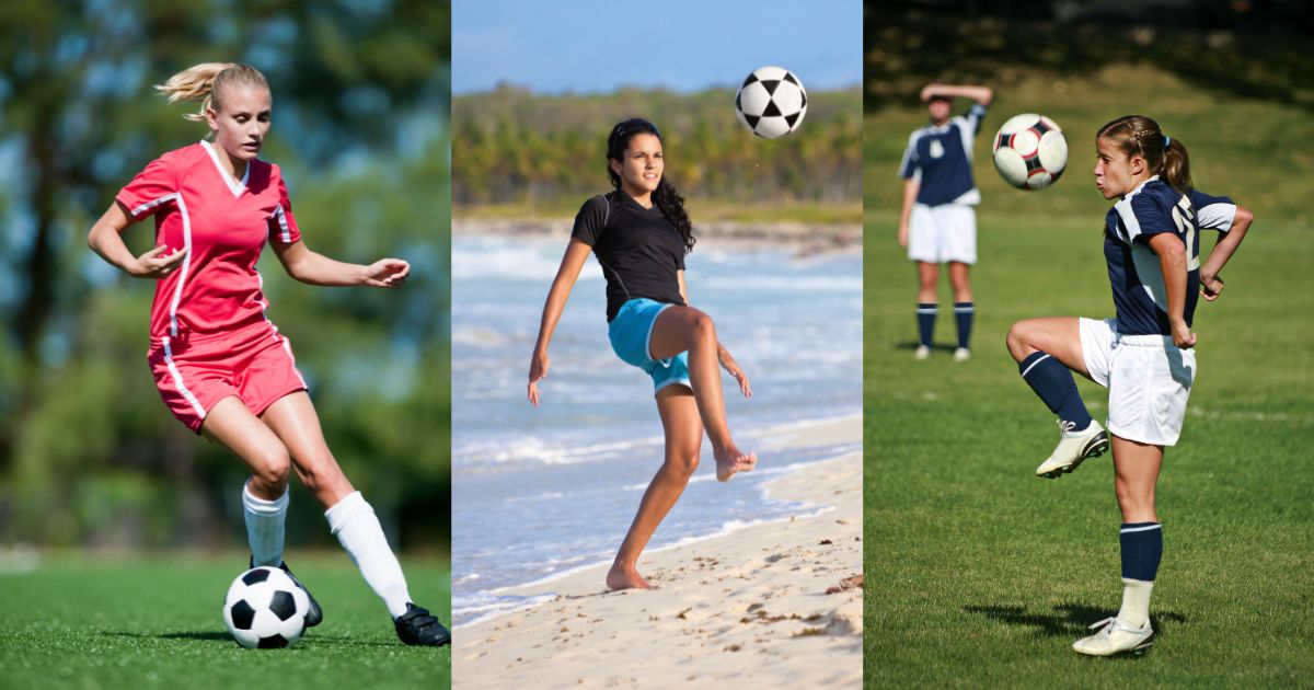 Girls controlling soccer balls in different ways ○ Soccer Blade